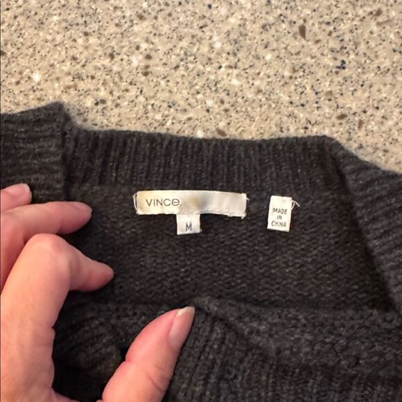 VINCE Cashmere 3/4 Sleeve One Button Cropped Cardigan - Picture 8 of 9